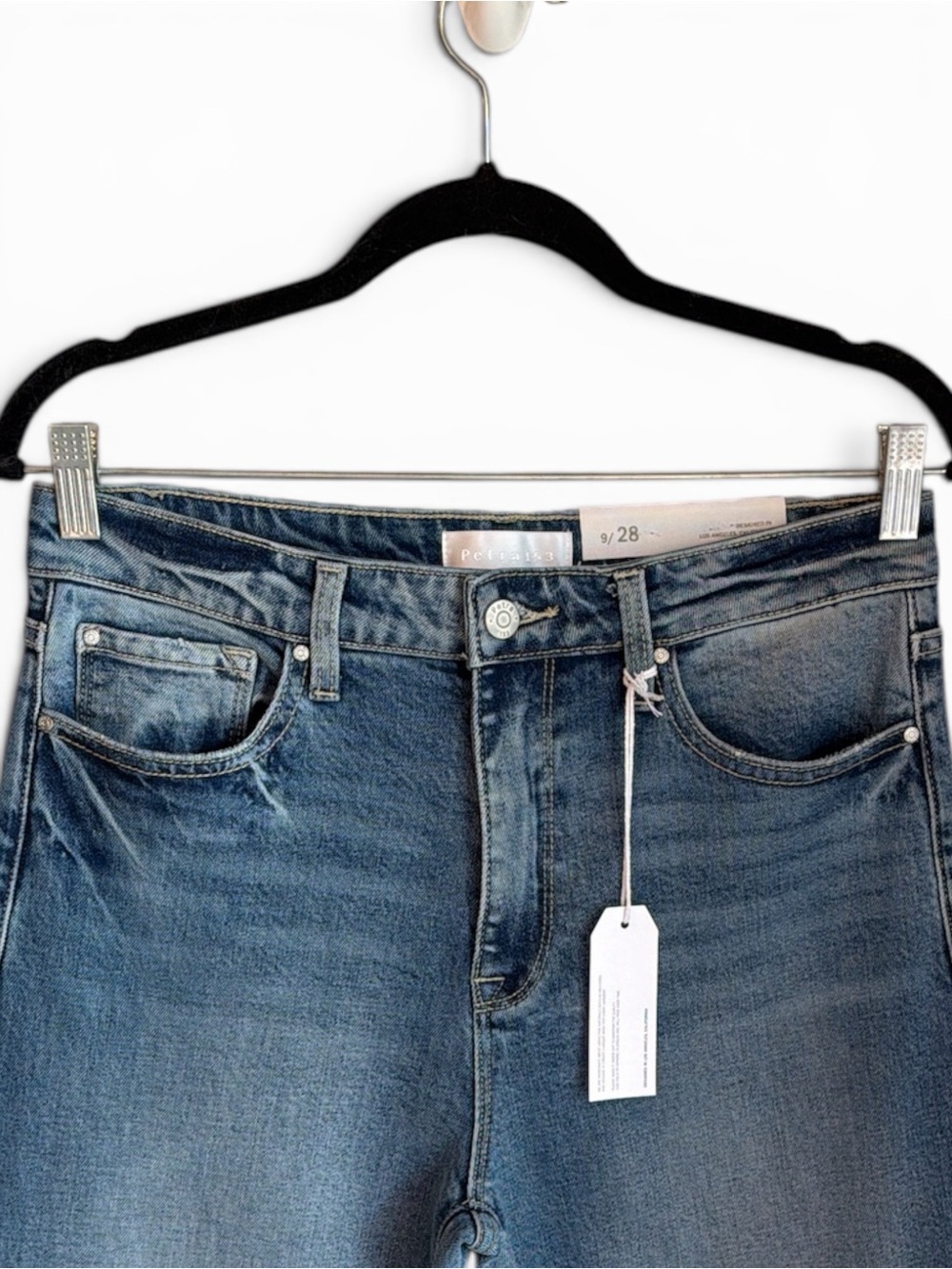 Petra Flare Jeans Size 9/28 Blue Medium Wash Full Length Fading Throughout NWT - Picture 5 of 14